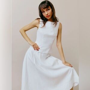 NEW Reformation Moya Linen Two pieces - White Size 2